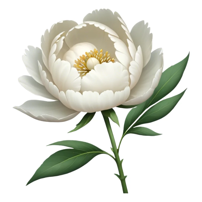 single white Peony, straight stem sticker