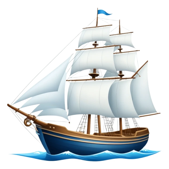 A sailing ship with large sails on the ocean sticker