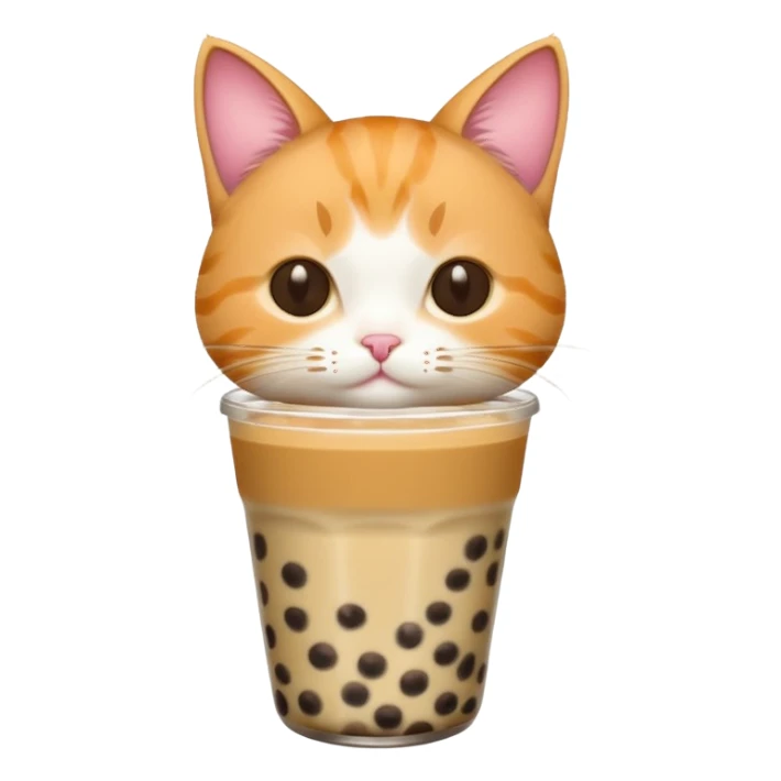 a cat with boba tea sticker