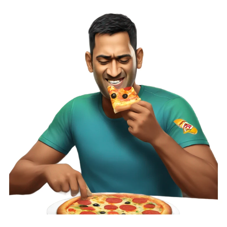 Ms dhoni eating pizza sticker