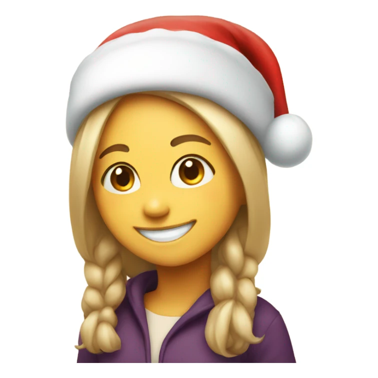 smiling girl with Santa hat sticker
