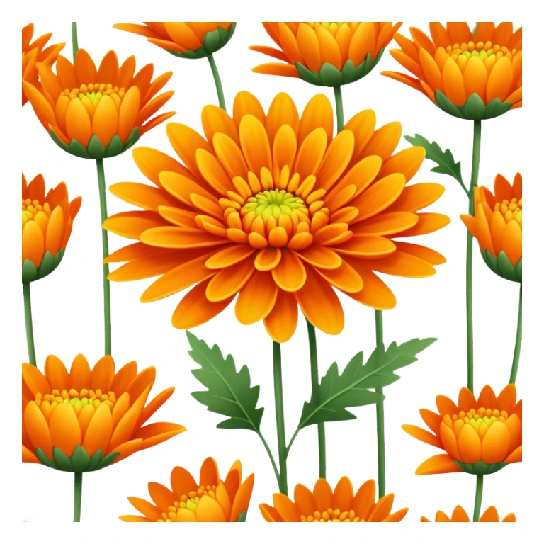 single Vibrant Orange Chrysanthemum, straight stem sticker
