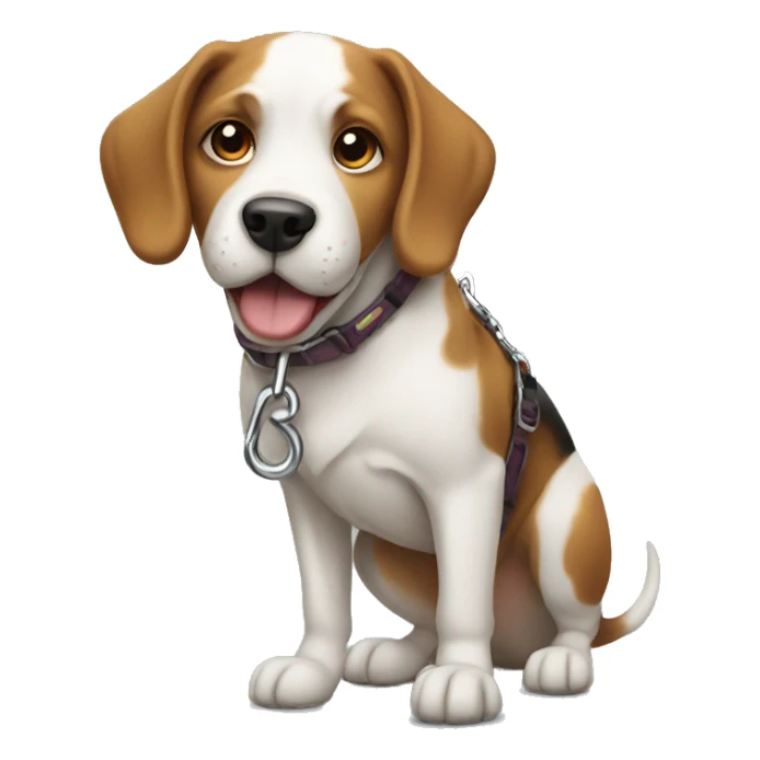 Dog with a leash sticker