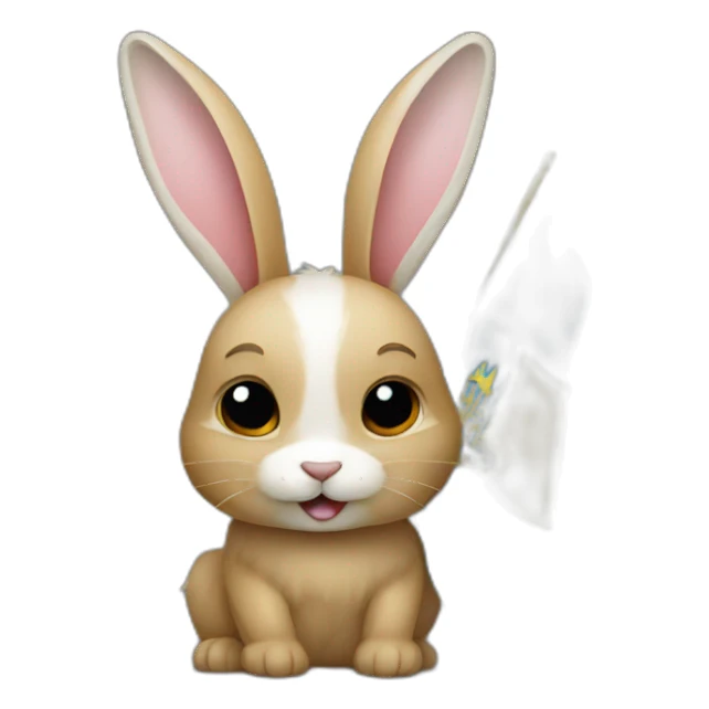 rabbit and Ukrainian flag sticker