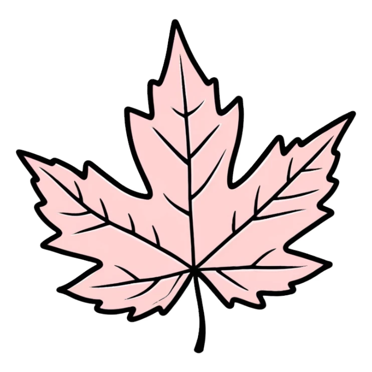 delicate pastel pink maple leaf with veins sticker