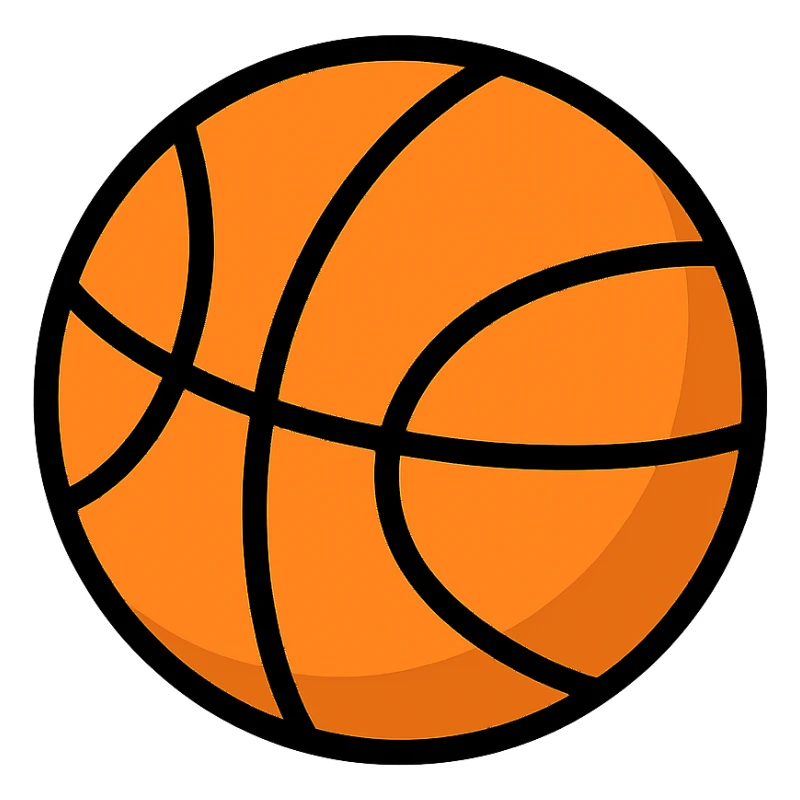 basketball, slightly 3D effect, vibrant orange color sticker
