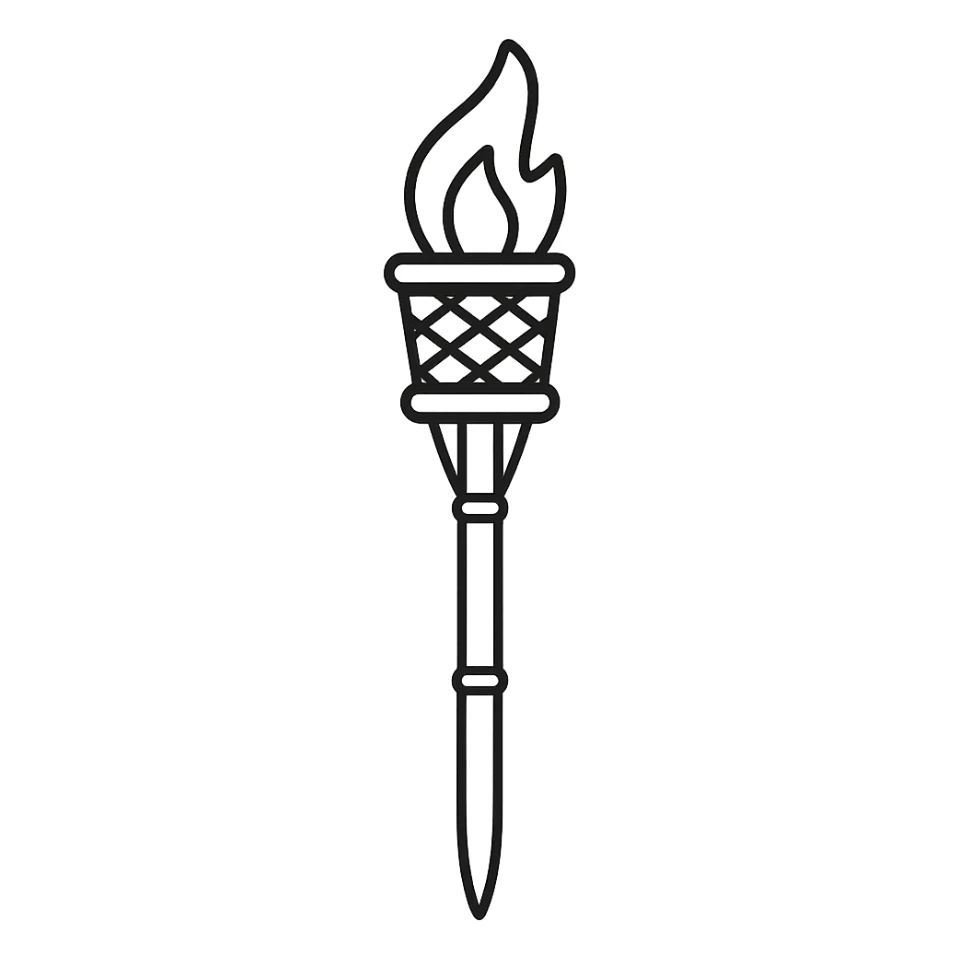 hand-drawn outline style bamboo torch icon sticker