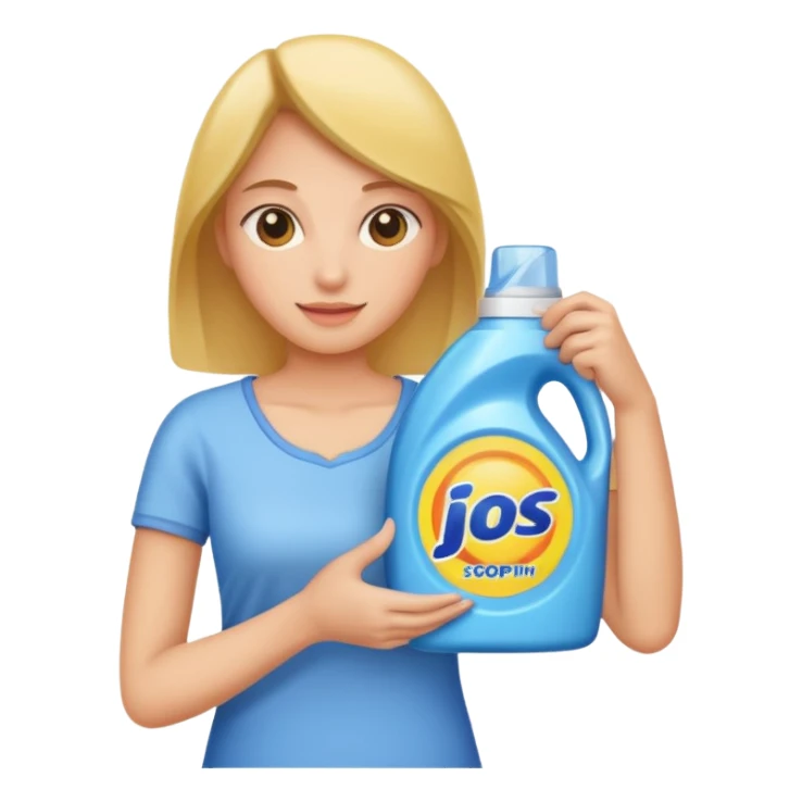 woman holding laundry detergent sticker