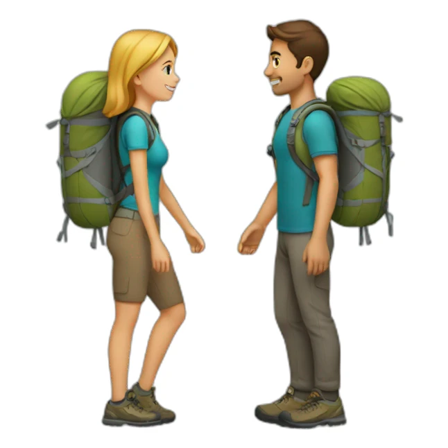 young couple trekking sticker