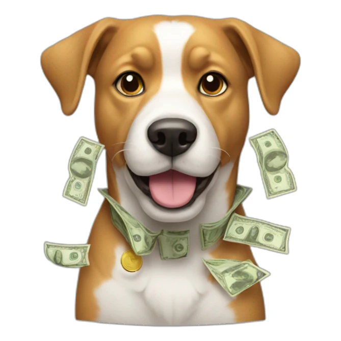 dog with money sticker