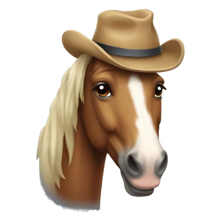 A horse with a hat sticker