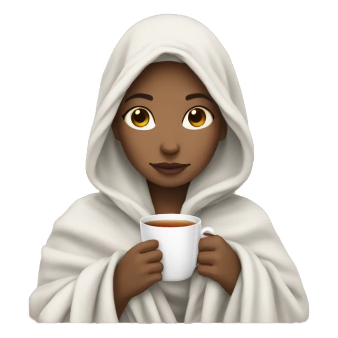 White Girl drinking tea with blanket on sticker