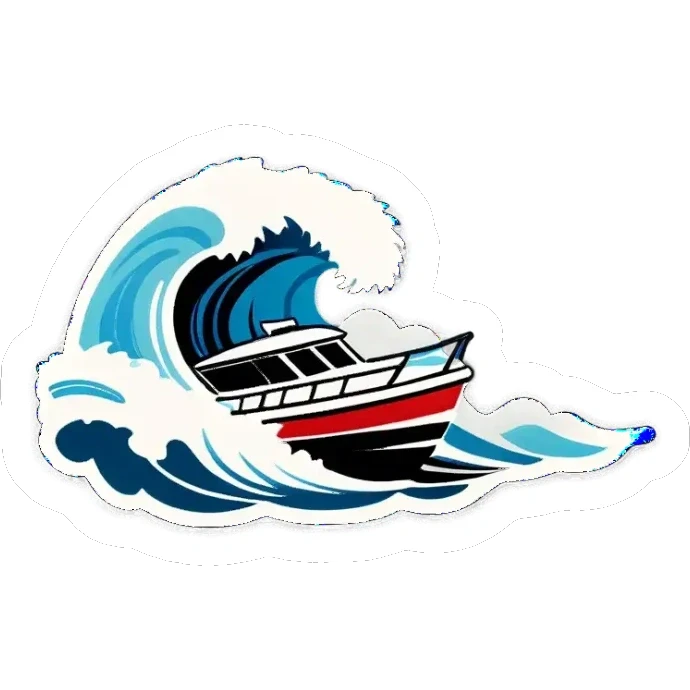 recreational boat in waves sticker