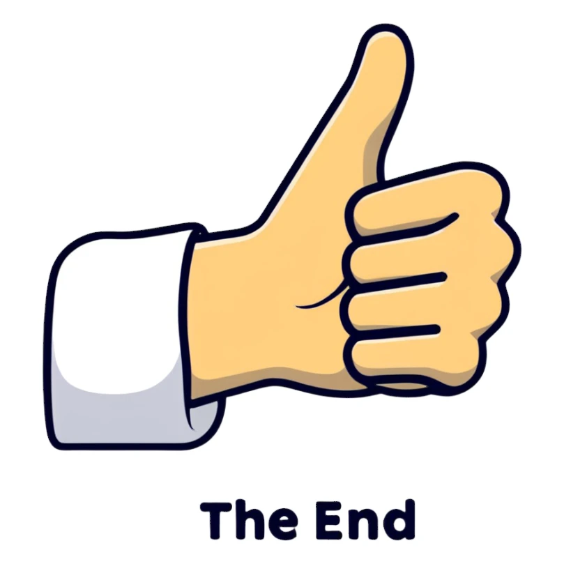 A thumbs up with 'The End' text sticker