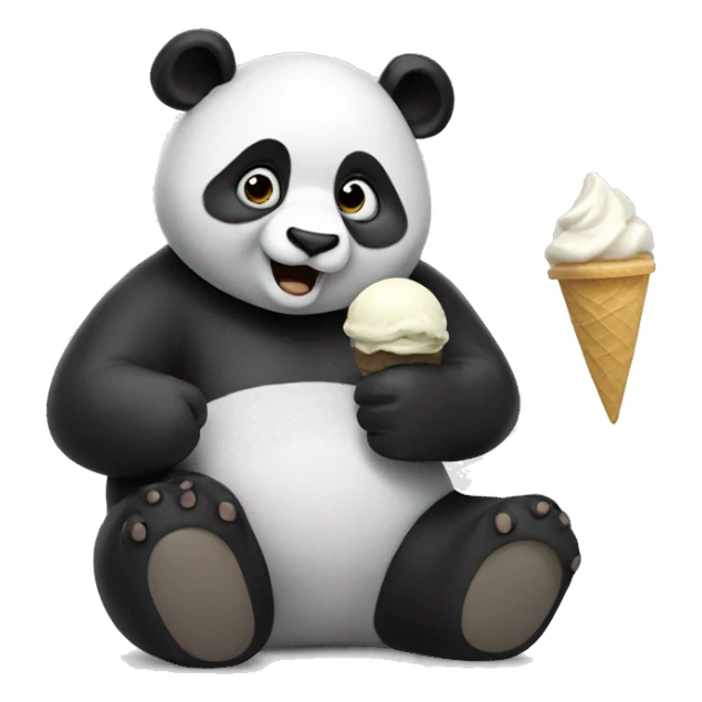 Panda eating ice cream sticker