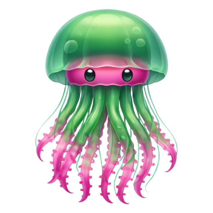 Cute green pink jellyfish sticker