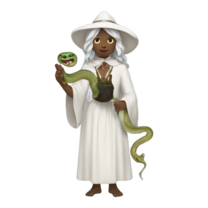 a white witch holding a snake  sticker