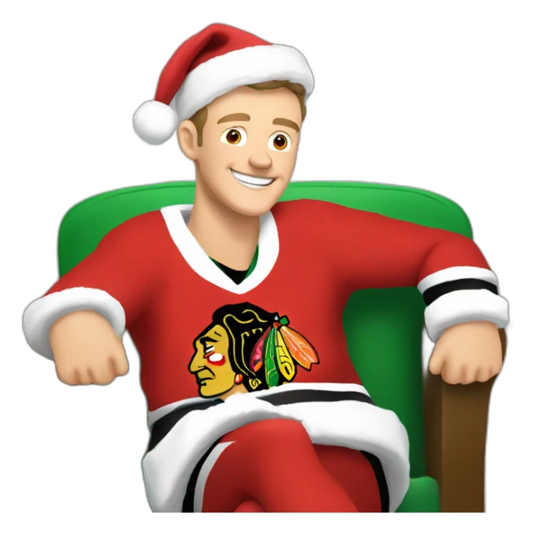 Jonathan Toews sitting on Santa's lap sticker