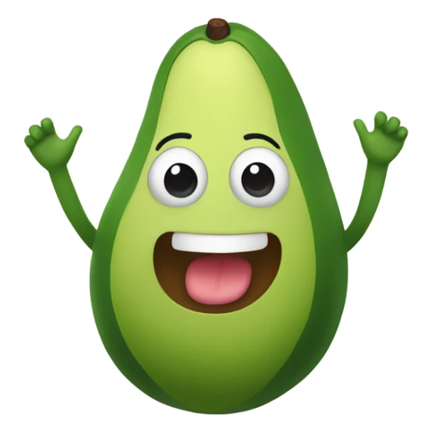 happy avocado with hands up sticker