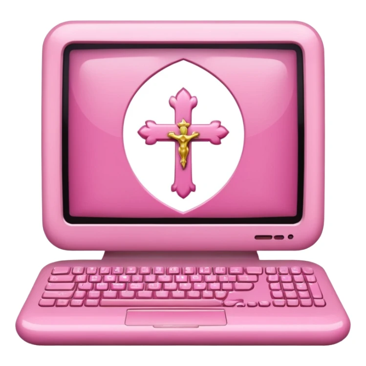 make a catholic computer with very girly pink tones sticker