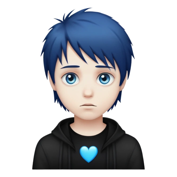 emo boy with black heart blue eyes sticker