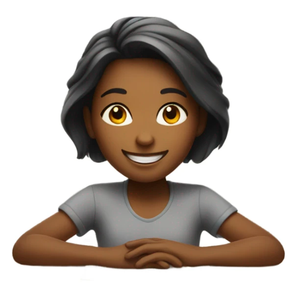 smiling girl at restaurant table sticker