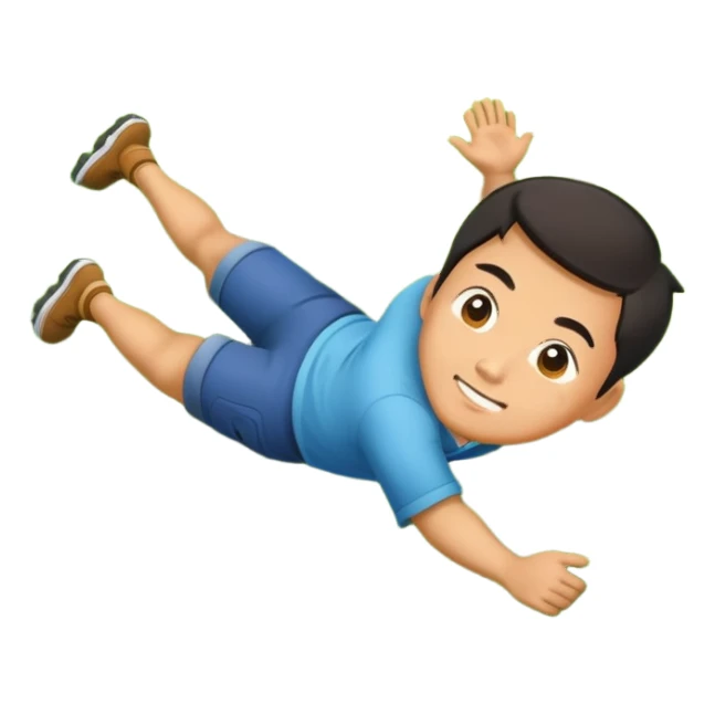 chinese man rolling down hill sticker