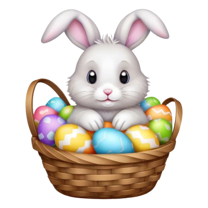a rabbit with a basket of easter eggs
 sticker