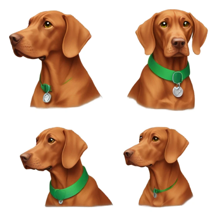 Vizsla with green collar sticker