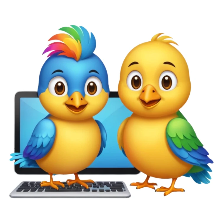 Create a Emoji in which birds are together coding sticker