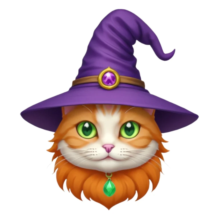 cat wear purple wicth hat sticker