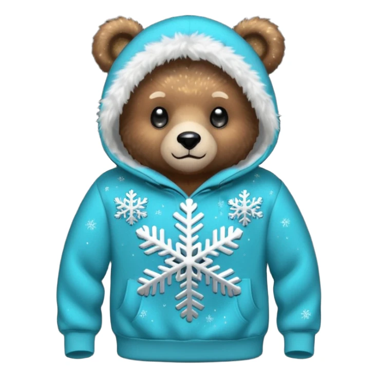 Glitter bear with cyan snowflake black sweatshirt sticker