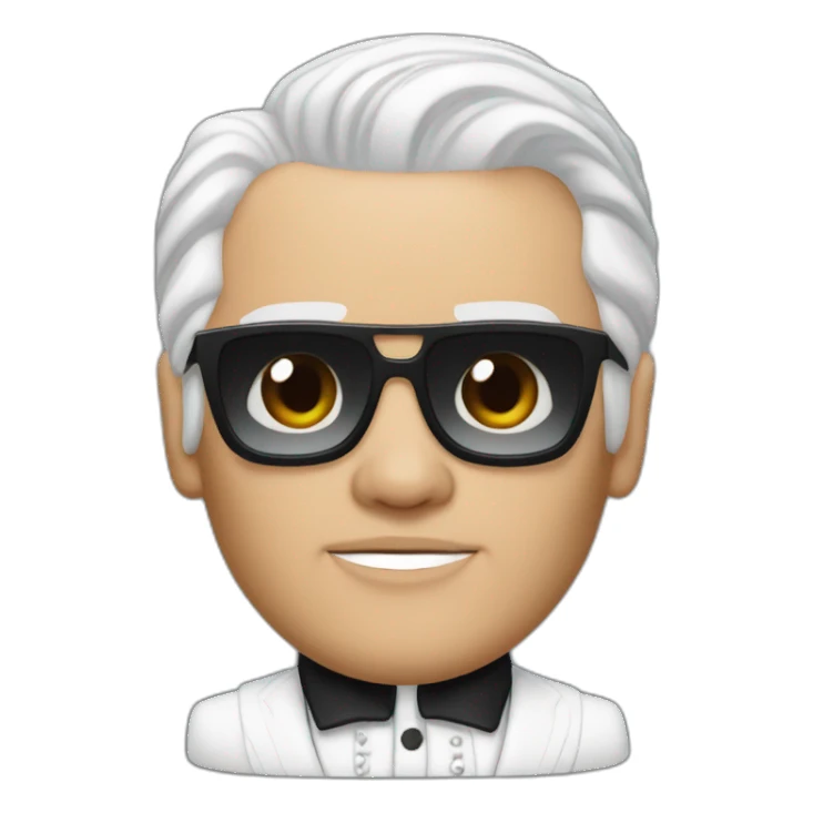 Karl Lagerfeld with a ponytail sticker
