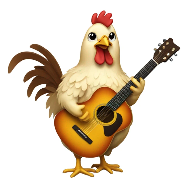 Chicken playing guitar sticker