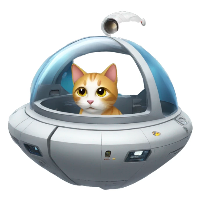 Cat inside a spaceship moving sticker
