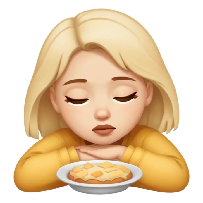 Girl sleepy from eating  sticker