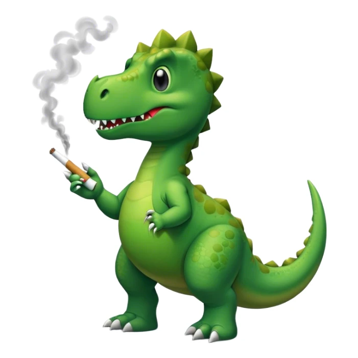 Green dinosaur smoking sticker
