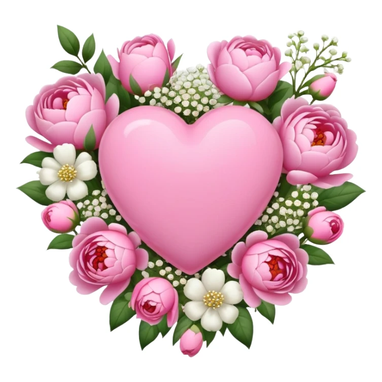 pink heart with flowers sticker