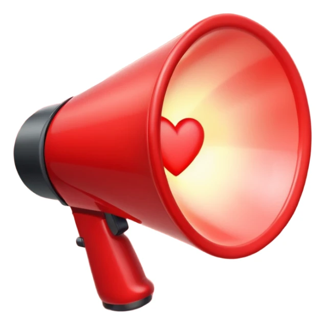megaphone with a glowing heart coming out sticker