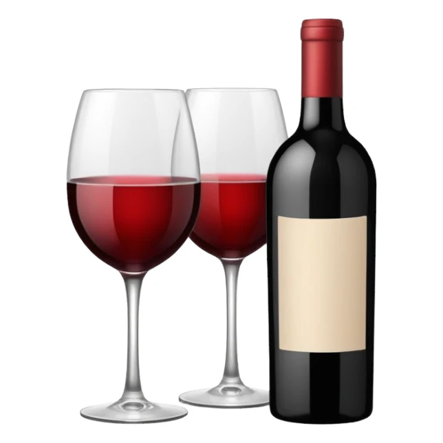 Minimalistic flat vector icon, iOS style, thin black contour on white background. Wine glass with a wine bottle. No text, no shadows.
 sticker