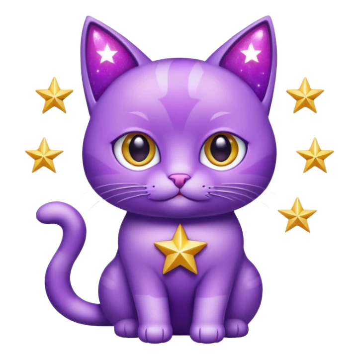 glitter purple Star cat sticker