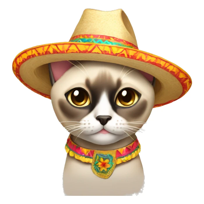 Siamese cat wearing a sombrero sticker