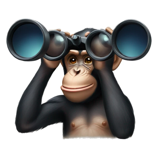 Chimpanzee looking through binoculars  sticker