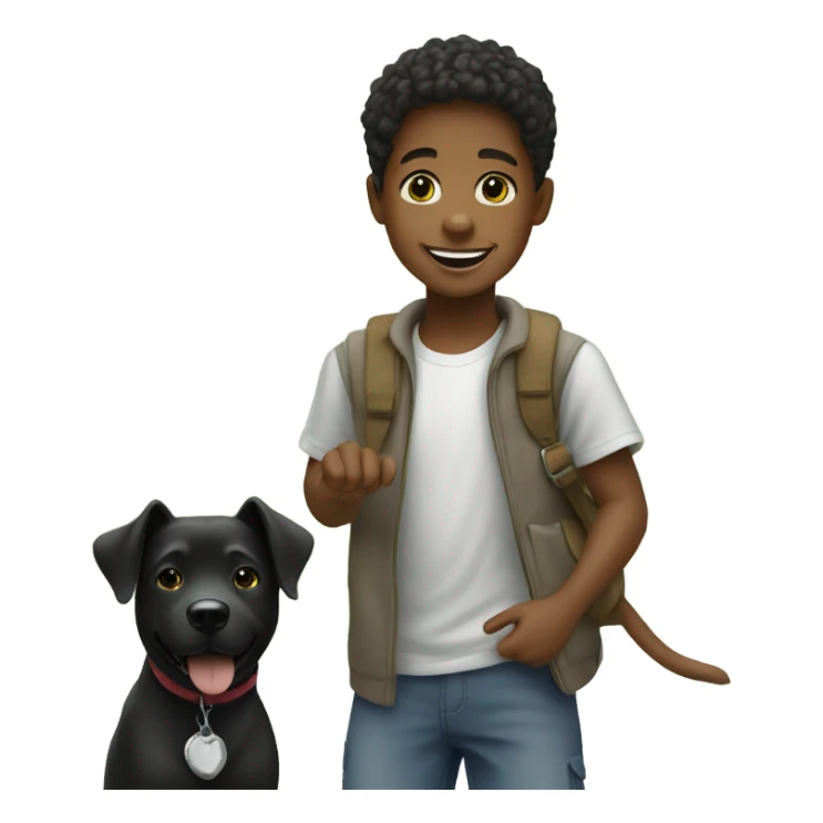 Black boy playing outside with dog sticker