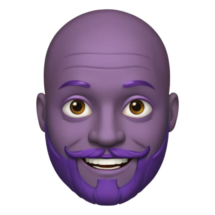 bald purple bearded man with black face tattoo sticker