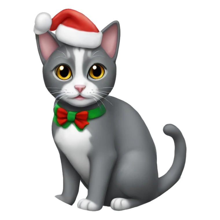 Gray tuxedo cat Christmas  sticker
