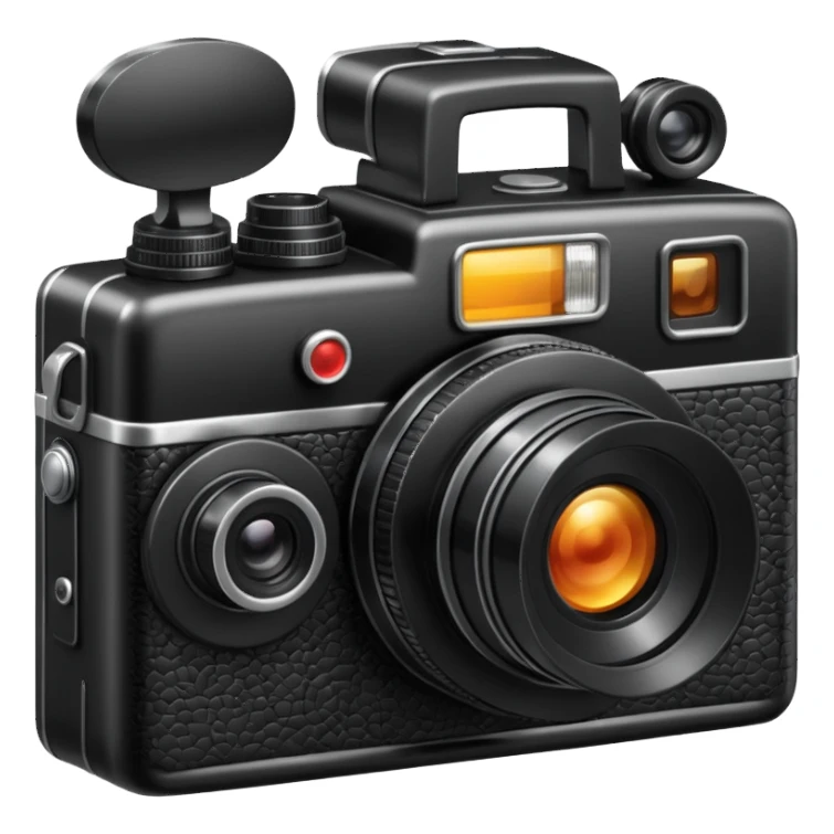 black old school photo camera with flash sticker