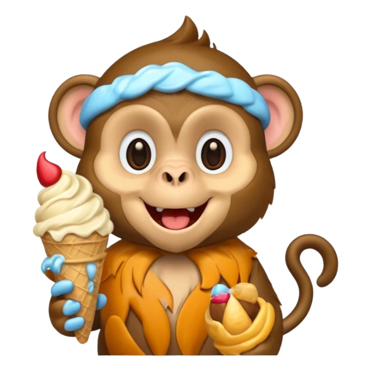 monkey eating ice cream sticker