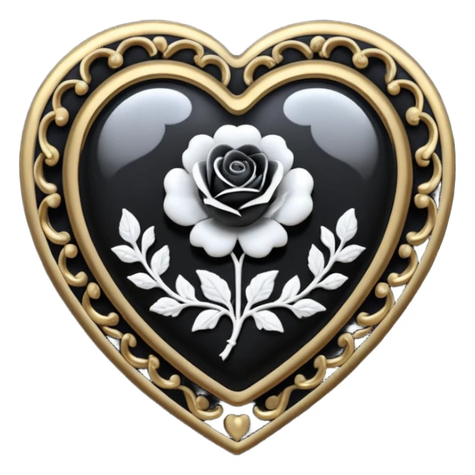 heart with gothic black cameo brooch sticker