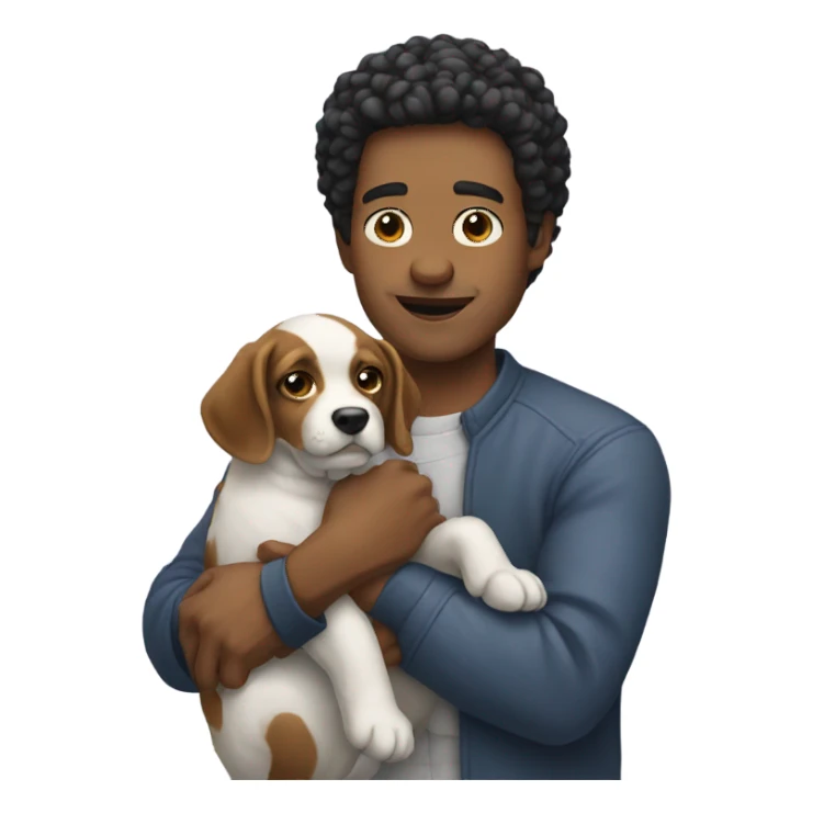 Man holding dog like sim a sticker